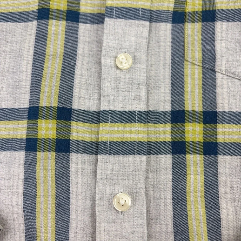 Banana Republic Men's M Soft Wash Long Sleeve Shirt Slim Fit Blue Yellow Plaid